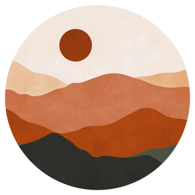 Naklejka na ścianę Łagodne wzgórza w wieczornym słońcu - Costa - Okrągła 