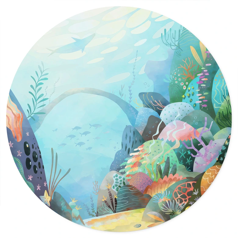 Korallrev i blå lagun Wallsticker - DigitalArtsi - Round 