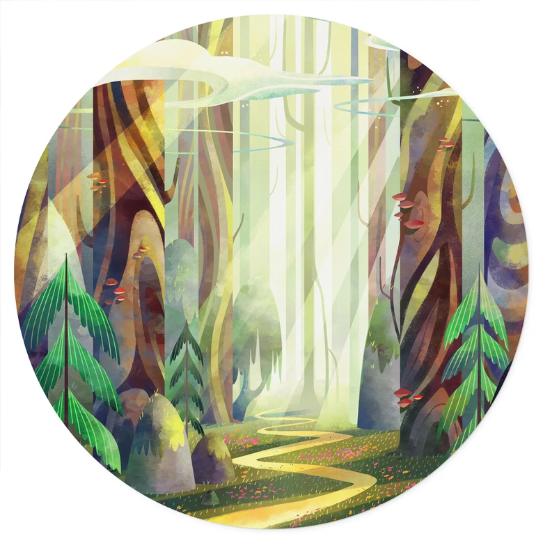 Wandtattoo Verwunschener Wald im Licht - DigitalArtsi - Rund 