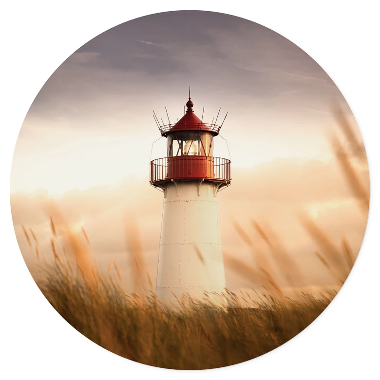 Sticker mural phare sur la côte de Sylt - homme de fer - rond 