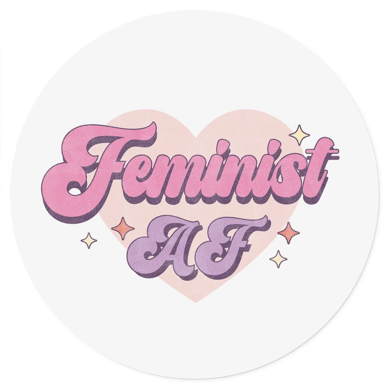 Wandtattoo Feminist AF Rosa Herz - Rund 