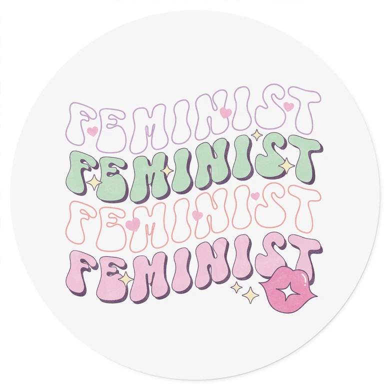 Wall sticker Feminist kissing mouth Pop Art - Round 