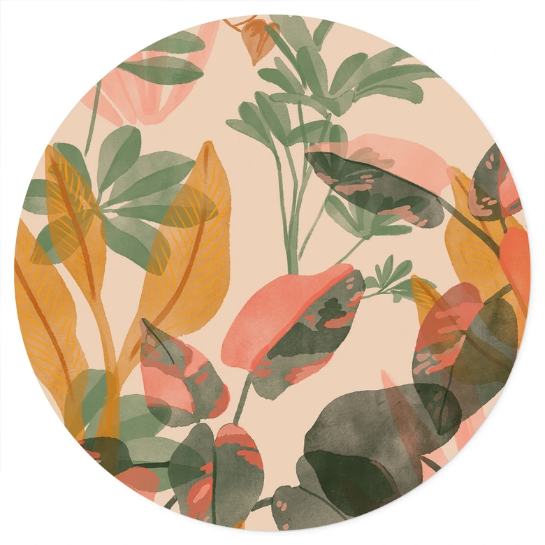 Vinilo decorativo Jardín con plantas tropicales - Goed Blauw - Redondo 