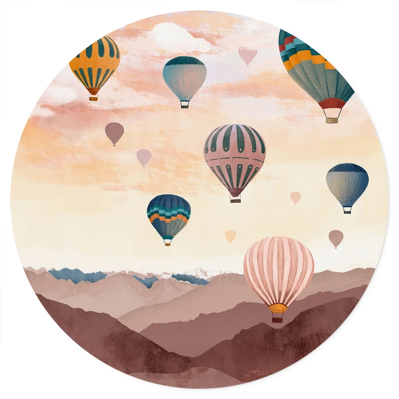 Vinilo decorativo Alto con los globos aerostáticos - Goed Blauw - Redondo 