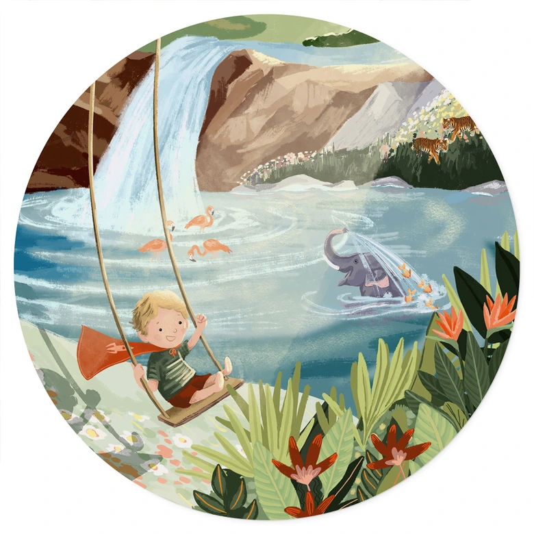 Wallsticker Gungor i naturoasen - Goed Blauw - Rund 