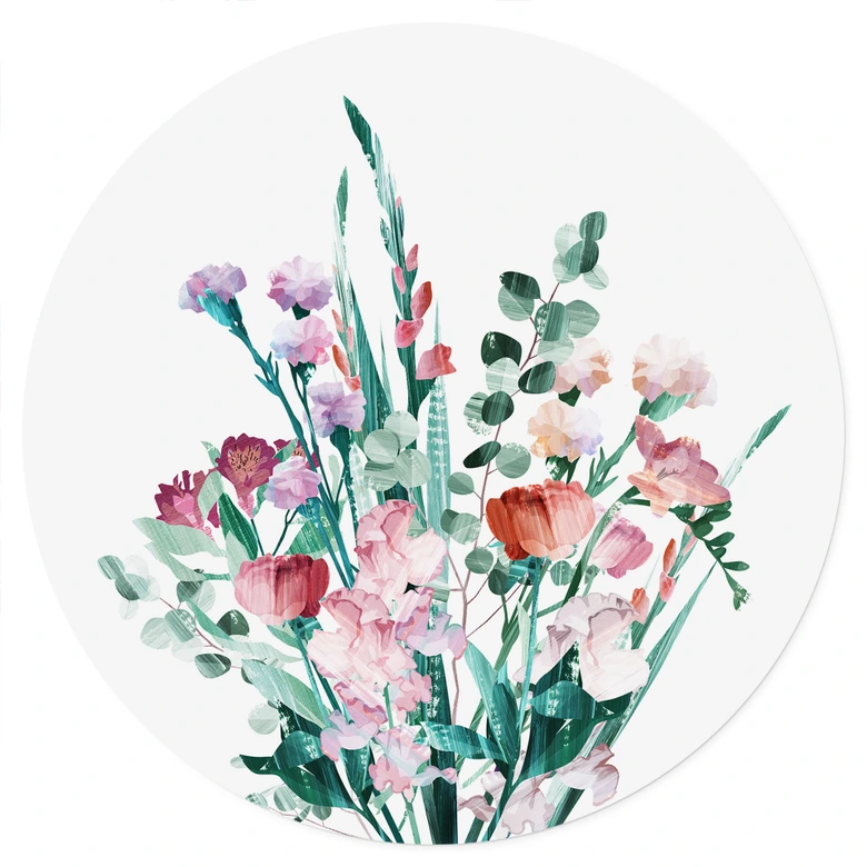 Wandtattoo Wildblumen Bouquet im Frühling - Goed Blauw - Rund 