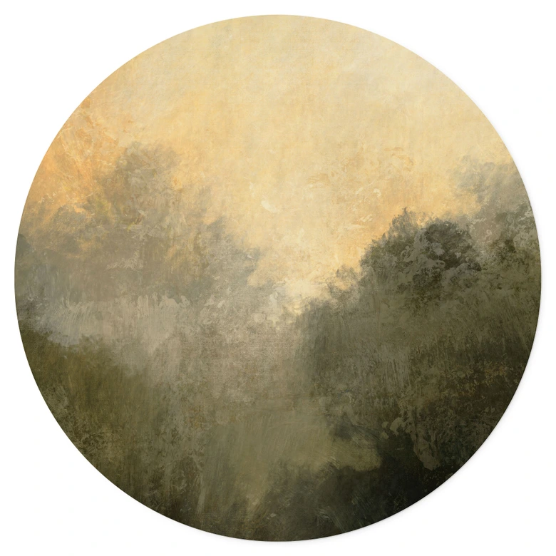 Muursticker Verborgen licht in de ochtendmist - Hobday - Rond 