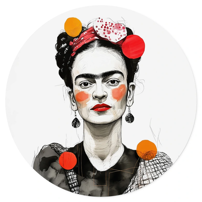 Wandtattoo Frida Kahlo Pop-Art Porträt - Jaszke - Rund 