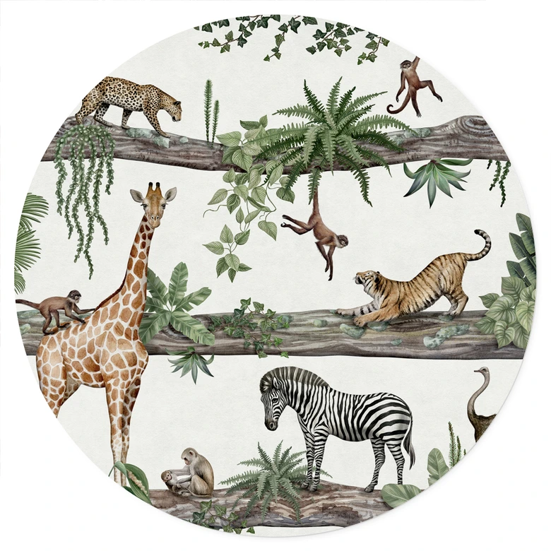 Vinilo decorativo Animales africanos en la jungla - Kikki Belle - Redondo 