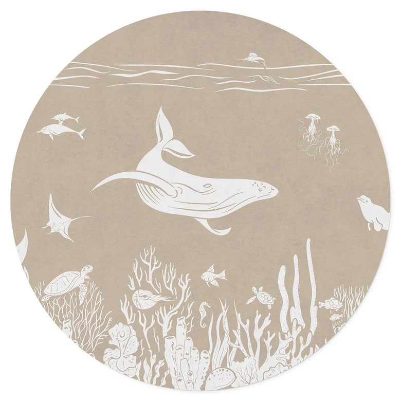 Fascinerande havsdjur i havet Wallsticker - Brun - Kikki Belle - Rund 