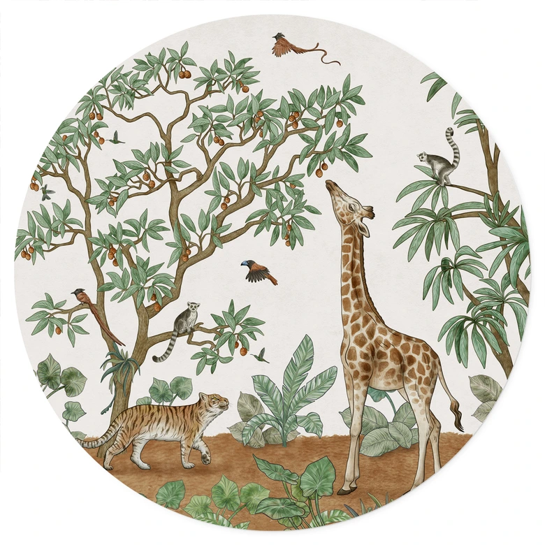 Wandtattoo Kinderzimmer - Wimmelbild Dschungeltiere - Kikki Belle - Rund 