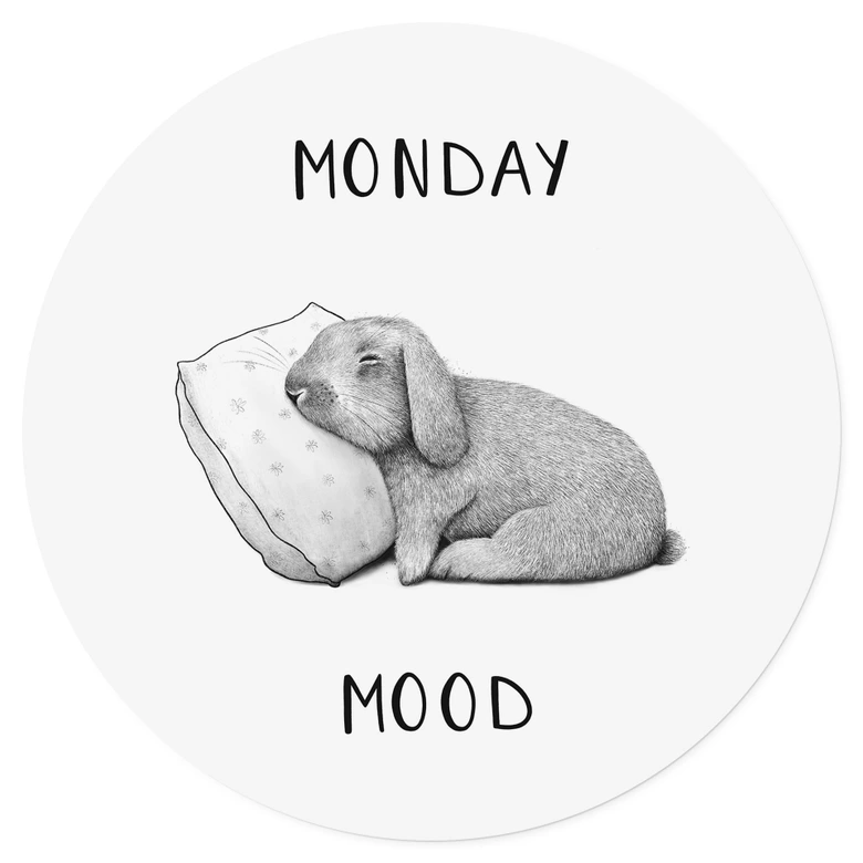 Wandtattoo Monday mood - Hase am Montagmorgen - Korenkova - Rund 