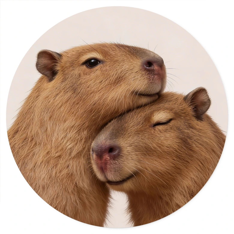 Wandtattoo Kuschelndes Capybara-Pärchen - Rund 