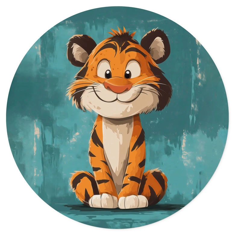 Wallsticker för barnrum Glad tigerunge - Magnusson - Rund 