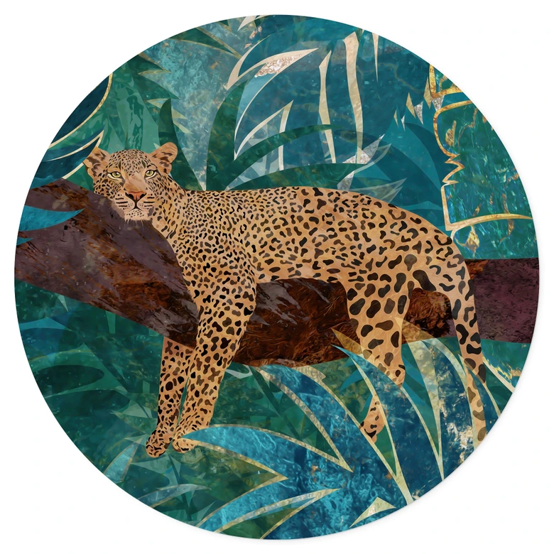 Luipaard in smaragdgroene jungle Muursticker - Manovski - Rond 