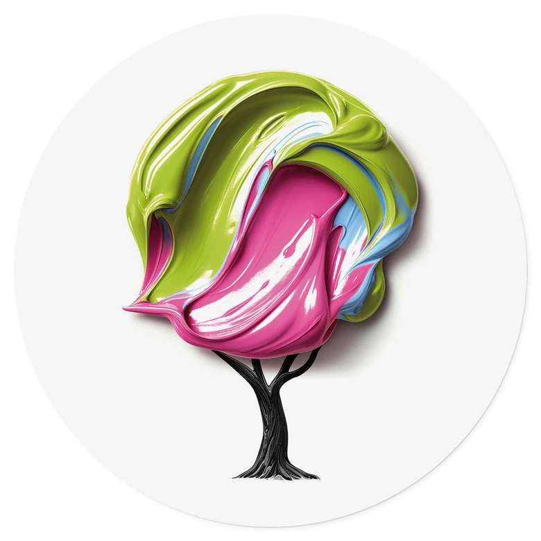 Wandtattoo Baum mit bunter 3D-Krone - Mielu - Rund 