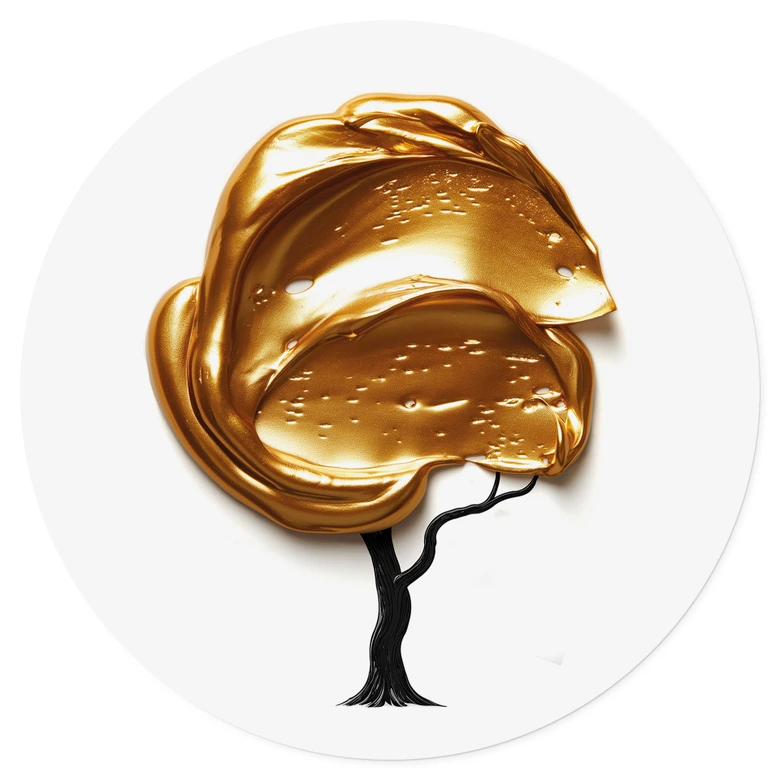 Wandtattoo Baum mit goldener 3D-Krone - Mielu - Rund 