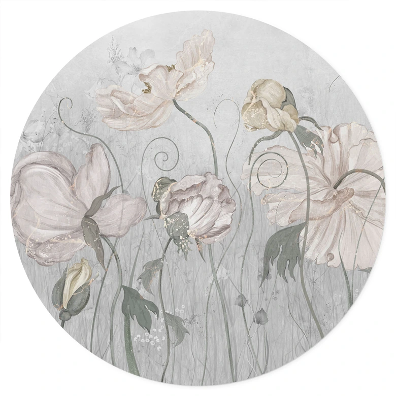Wandtattoo Blumen im Vintage Stil in Grau - Ms Tiff - Rund 