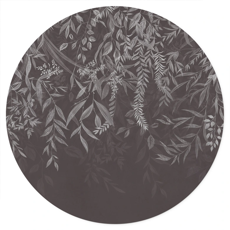 Wandtattoo Elegante Weidenzweige in Dunkelgrau - Ms Tiff - Rund 