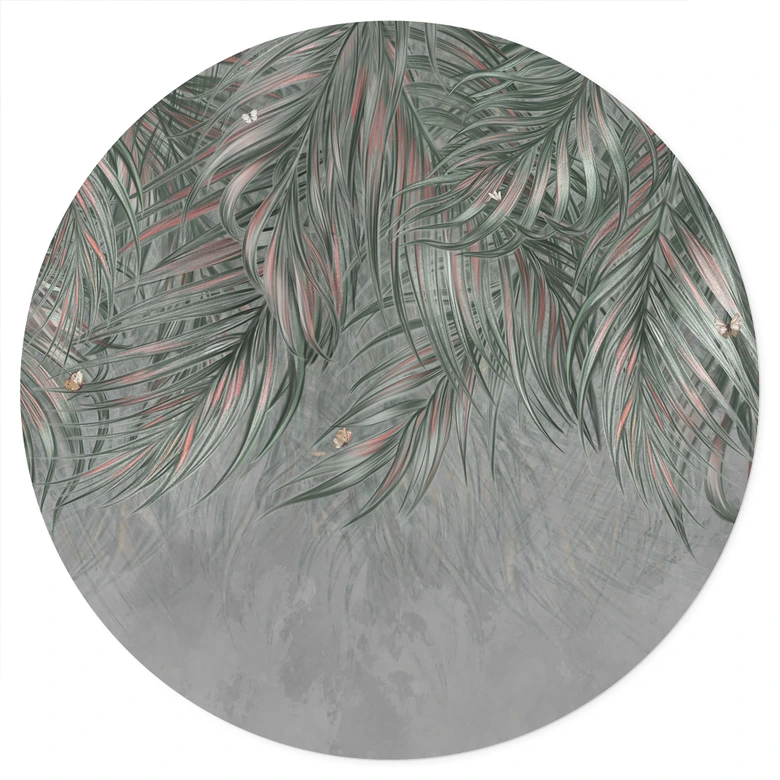 Wandtattoo Exotische Palmenblätter Pink-grün - Ms Tiff - Rund 