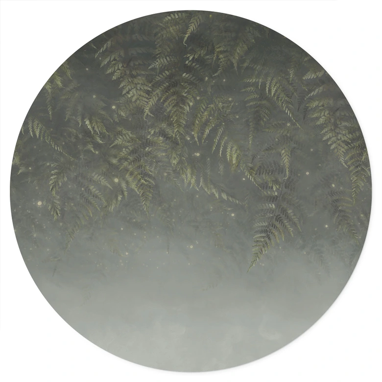 Wandtattoo Farn im Nebelwald in Grün - Ms Tiff - Rund 