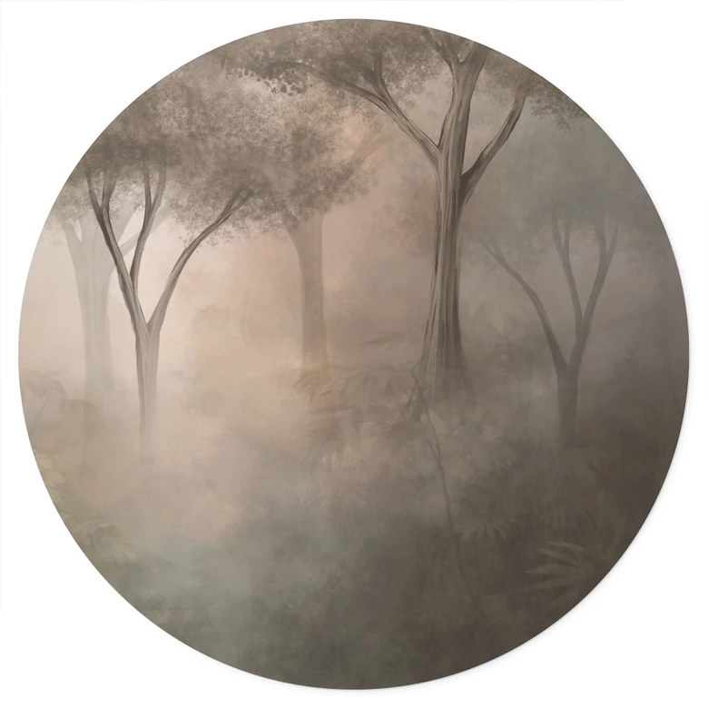 Wandtattoo Waldmagie im Morgennebel Beige - Ms Tiff - Rund 