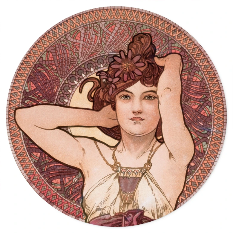 Sticker mural Mucha - pierres précieuses : Améthyste - Rond 