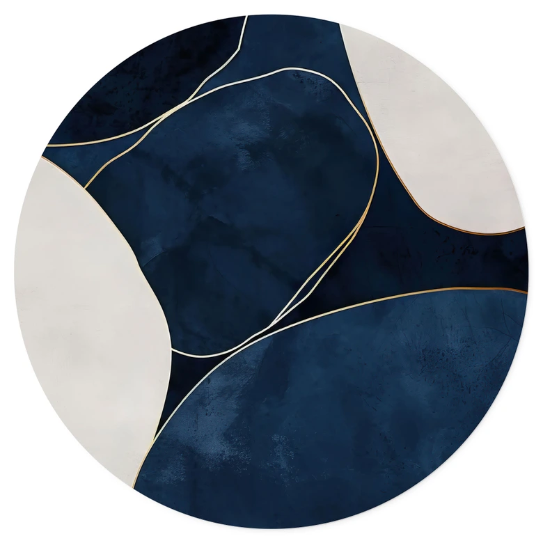 Wandtattoo Geometrische Balance in Blau und Weiß - Paksoylu - Rund 