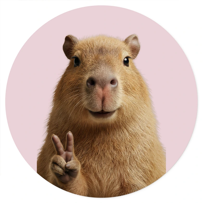 Sticker mural animal Peace Capybara - rond 