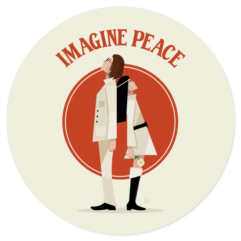Wandtattoo Imagine Peace - Zwei für Frieden und Hoffnung - Retrodrome - Rund 