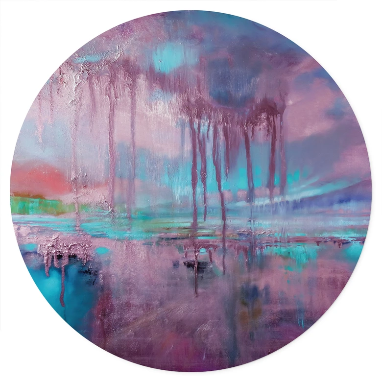 Wandtattoo Violetter Regen über blauem Dunst - Schmucker - Rund 