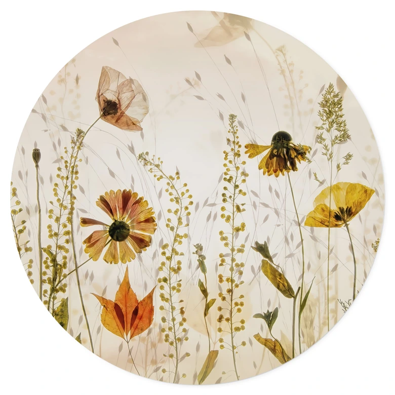 Vinilo decorativo Flores silvestres del prado a la luz del sol - Talen - Redondo 