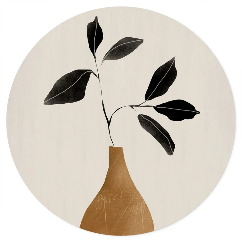 Wandtattoo Zweig in goldener Vase - ThingDesign - Rund 