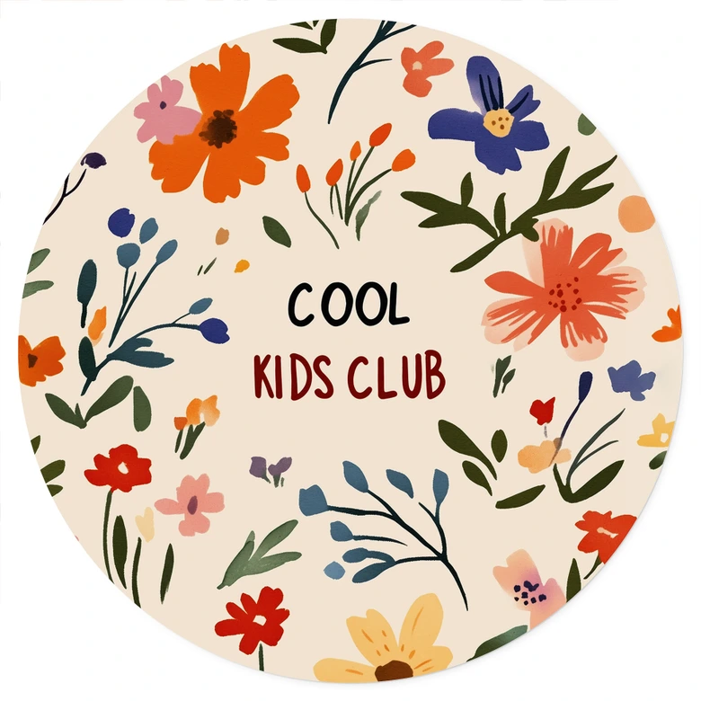 Wandtattoo Cool Kids Club Bunte Blumen - Treechild - Rund 