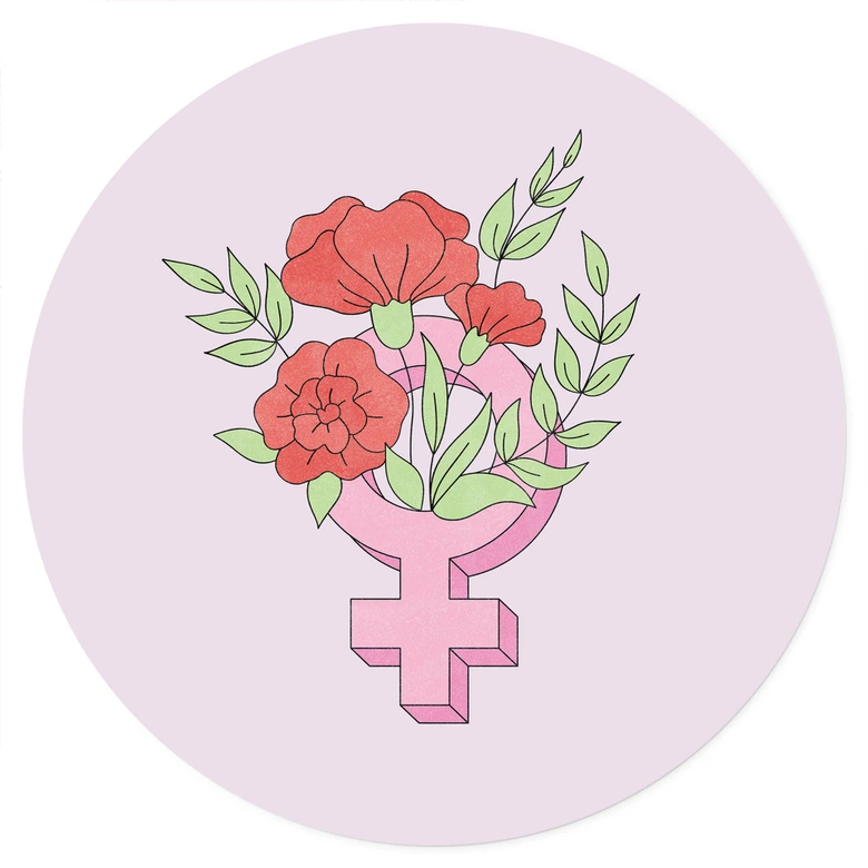 Wandtattoo Venuszeichen mit Blumen - Rund 