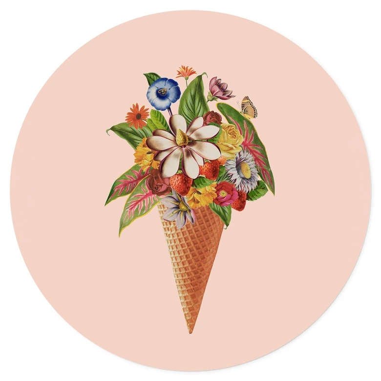 Wandtattoo Frida Floral Studio - Blumige Eistüte - Rund 