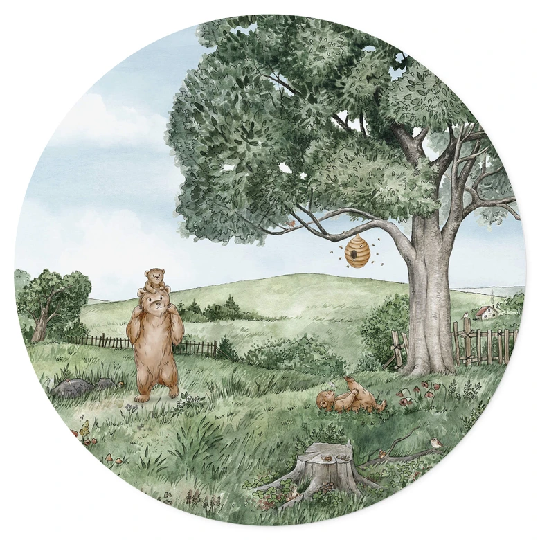 Kikki Belle Wallsticker - Björnar och bin - Rund 