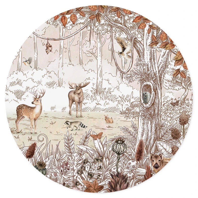 Wallsticker Kikki Belle - Skogens vänner höst - Rund 
