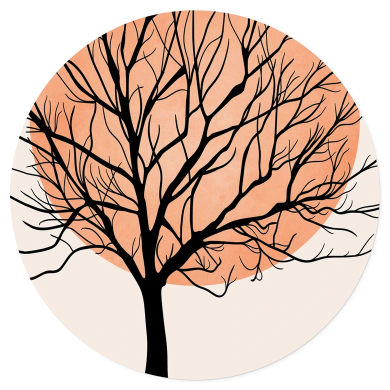 Wandtattoo Apricotfarbene Sonne - Kubistika - Rund 