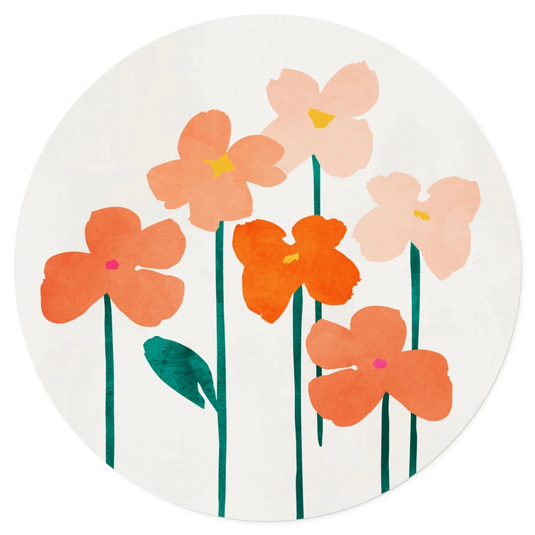 Wallsticker Små blommor i persikofärger - Cubistika - Rund 