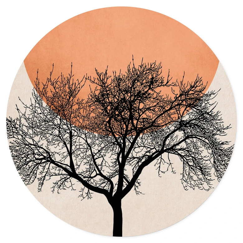 Muursticker Wintermorgen in perzikkleur - Kubistika 