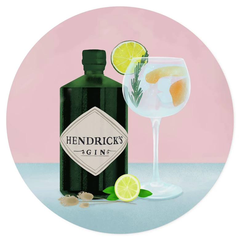 Naklejka na ścianę Gin Tonic Cocktail - Lizde - okrągła 
