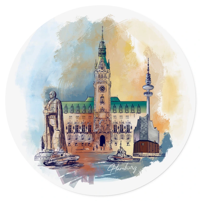 Wallsticker Hamburg - Rund - Love your City 