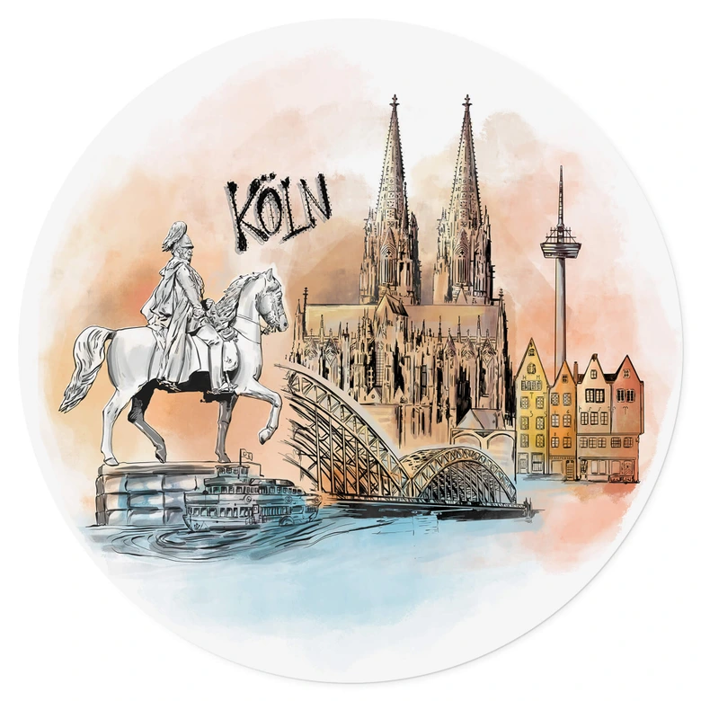 Wallsticker Köln - Rund - Elsk din by 