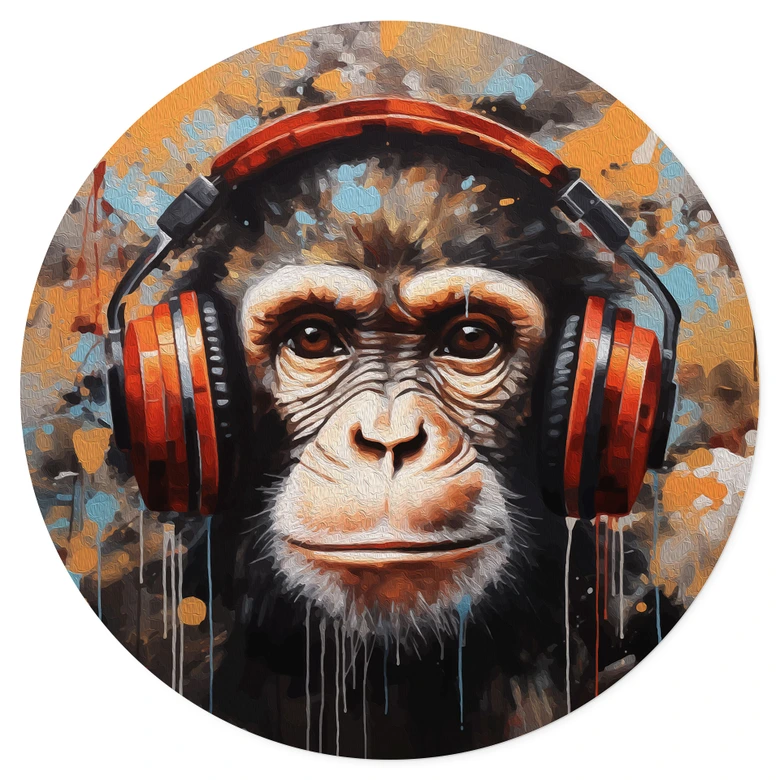 Vinilo decorativo DJ mono con auriculares - Magnusson - Redondo 