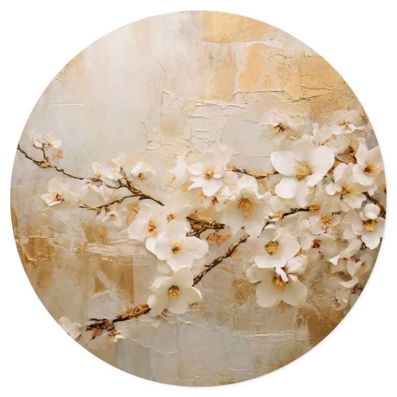 Wandtattoo Blütenzweig auf Vintage-Gold - Paksoylu - Rund 