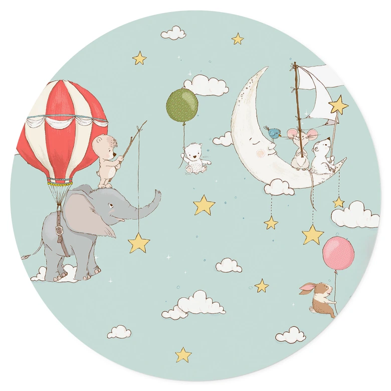 Wandtattoo Fliegende Tiere mit Heißluftballon - Skellern - Rund 