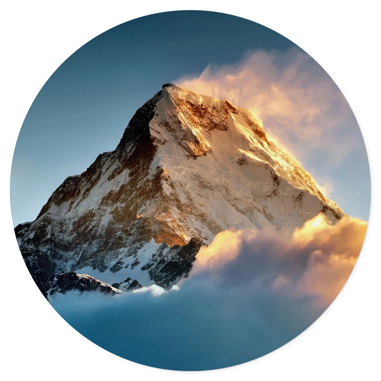 Wandtattoo Sonnenaufgang über dem schneebedeckten Berg - Annapurna Himal - Rund 