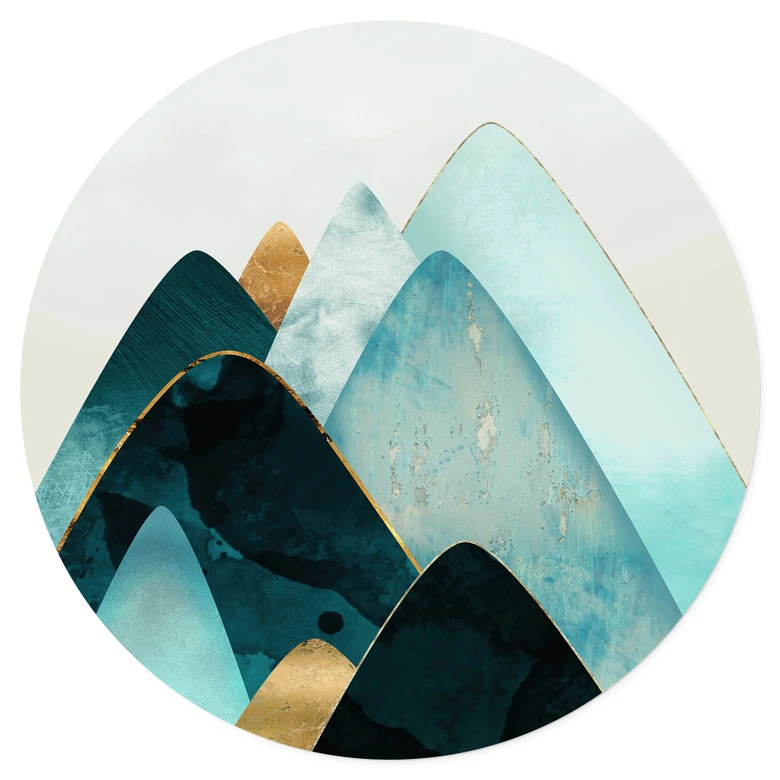 Adesivo murale Montagne astratte in oro e blu - SpaceFrog Designs 