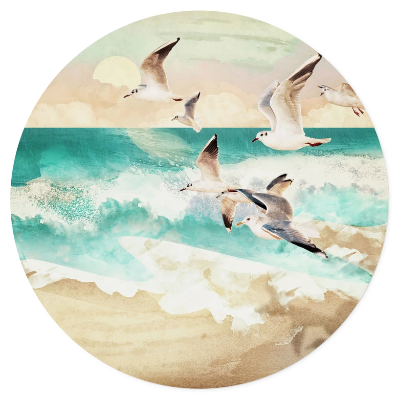 Wandtattoo Möwen am Strand - SpaceFrog Designs - Rund | wall-art.de
